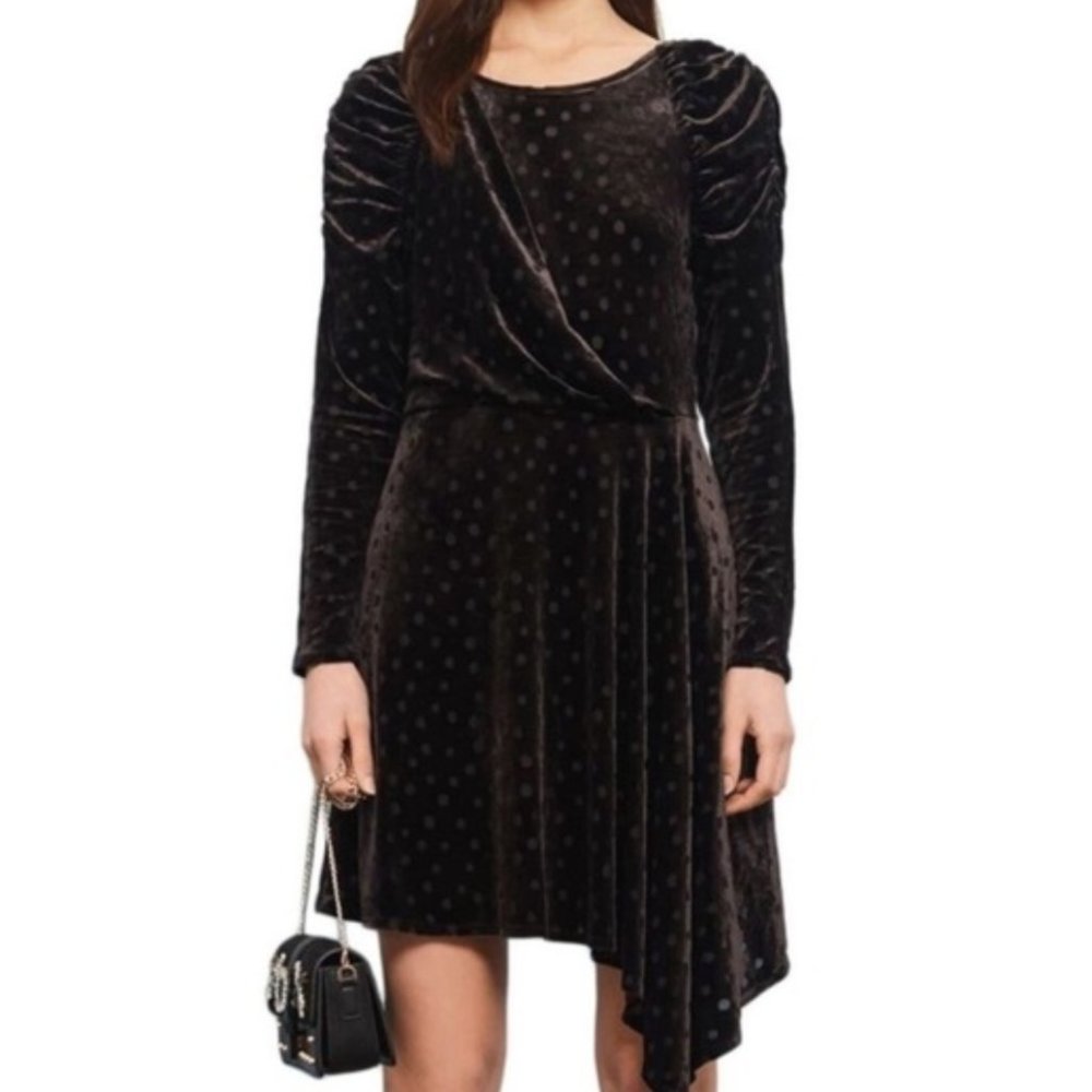 Topshop Velvet Polkadot Dress